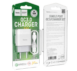 МЗП Type-C HOCO C72Q 1USB 18w QC3.0 біл