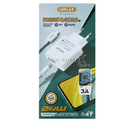.СЗУ Type-C to Type-C Gerlax A4T PD 20W біле 1м