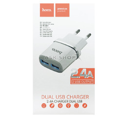 Блочок USB Hoco C12 2.4A 2USB білий (10)