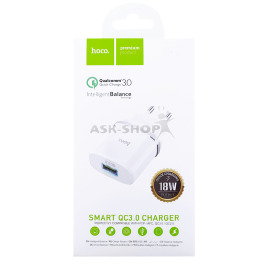 Блочок USB Hoco C12Q 3.0A 1USB QC3.0 біл