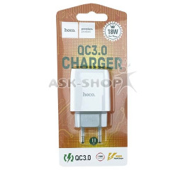 Блочок USB Hoco C72Q 18W/QC3.0/1USB біл