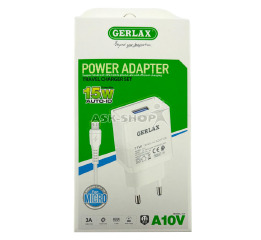 .СЗУ microUSB Gerlax A10V 3A-1USB 15w QC3.0 біл 1м