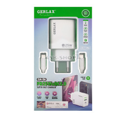 .СЗУ Type-C to Type-C Gerlax GA-36 25w +1USB белое