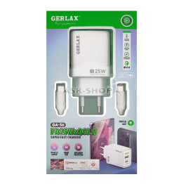 .СЗУ Type-C to Type-C Gerlax GA-36 25w +1USB белое