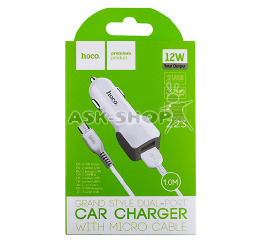 АЗП Micro Hoco Z23 2.4А/12W/2USB біл