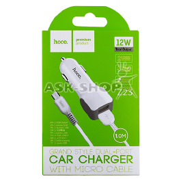 АЗП Micro Hoco Z23 2.4А/12W/2USB біл