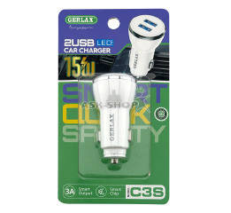 АЗУ USB блочок 3.0A 2USB Gerlax C3S 15w біле
