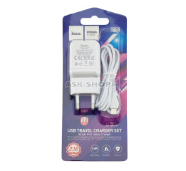 .СЗУ Type-C Hoco C96A 2.1A-1USB 2в1 біл 1м