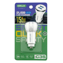 АЗУ USB Gerlax C3S 3.0A/2USB/15w біл