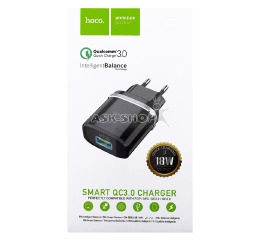 Блочок USB Hoco C12Q 3.0A 1USB QC3.0 чор