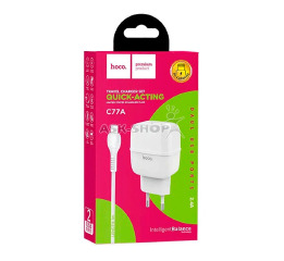 .СЗУ iPhone Hoco C77A 2.4A-2USB біл 1м (12)