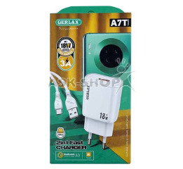 МЗП Type-C Gerlax A7T 3A-1USB 18w QC3.0 1м біл