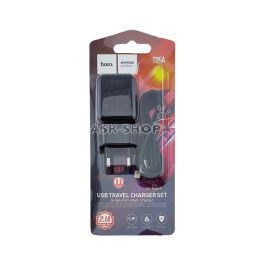 .СЗУ Type-C Hoco C96A 2.1A-1USB 2в1 чор 1м (27)