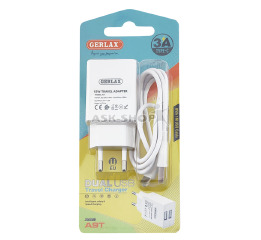 МЗП Type-C Gerlax A9T 3A-2USB 15w 1м біл