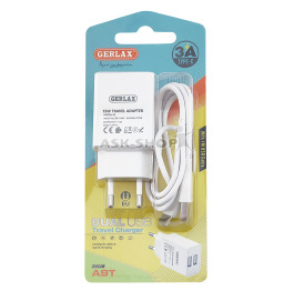 МЗП Type-C Gerlax A9T 3A-2USB 15w 1м біл
