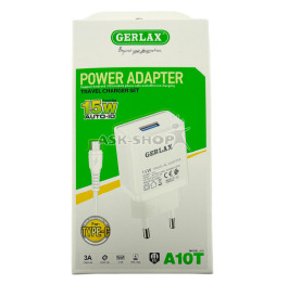 .СЗУ Type-C Gerlax A10T 3A-1USB 15w біл 1м