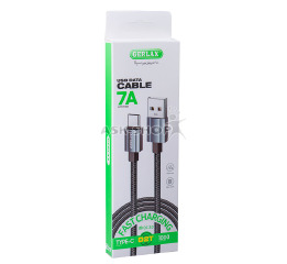 Кабель Type-C Gerlax D2T 7A ткан чор 1м
