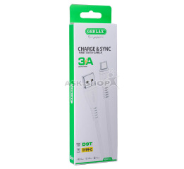 Кабель Type-C Gerlax D9T 3A біл 1м