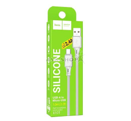 Кабель microUSB Hoco X101 2.4A силікон сірий 1м (30)