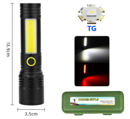 Ліхтар BN-537-TG+COB(white+red), Type-C