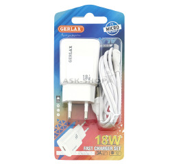 .СЗУ microUSB Gerlax A71V 3A-1USB біл 1м