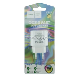 Блочок USB Hoco C109A 1USB/18W/QC3.0 біл