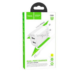 МЗП iPhone Hoco C103A 2.1A/2USB 1м біл