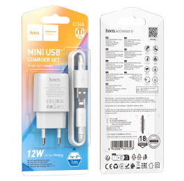 МЗП iPhone Hoco C134A 2.4A/1USB 1м біл