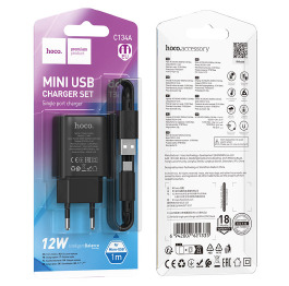 МЗП iPhone Hoco C134A 2.4A/1USB 1м чор