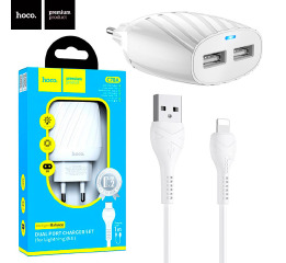МЗП iPhone HOCO C78A 2.4A/2USB 1м біл