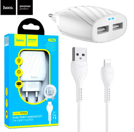 МЗП iPhone HOCO C78A 2.4A/2USB 1м біл