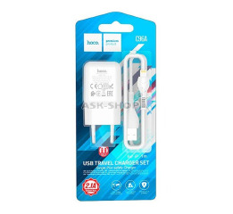 .СЗУ iPhone Hoco C96A 2.1A/1USB білий 1м (27)
