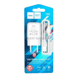.СЗУ iPhone Hoco C96A 2.1A/1USB білий 1м (27)