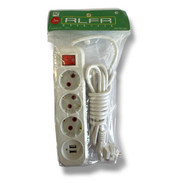 Подовжувач 5м 3 розетки + 2USB (60)