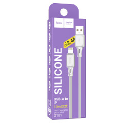Кабель iPhone Lightning Hoco X101 2.4A силік сір 1м (30)
