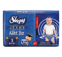 П Трусики SLEEPY 'Jeans' Midi-3 (4-9кг) 34шт (5)