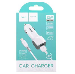 АЗП iPhone Hoco Z23 2.4А/12W/2USB біл