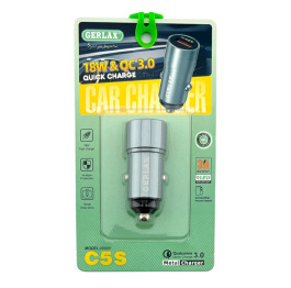 АЗП USB блочок Gerlax C5S 3,0A/1USB/18W/QC3.0 метал