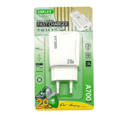 Блочок USB Gerlax A700 3A/1USB/20W/QC3.0/бліс біл