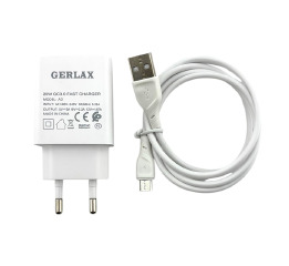 МЗП microUSB Gerlax A3V 3A/1USB/20W/QC3.0 біл