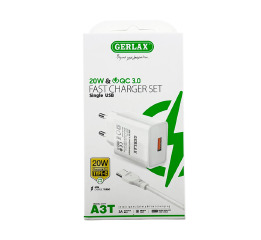 МЗП Type-C Gerlax A3T 3A/1USB/20W/QC3.0 біл