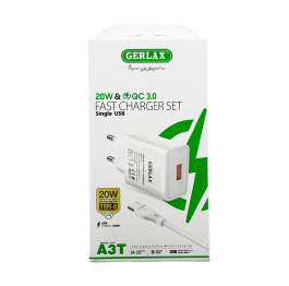МЗП Type-C Gerlax A3T 3A/1USB/20W/QC3.0 біл