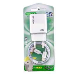 МЗП Type-C (PD+USB) Gerlax A19T 1USB/PD25W біл