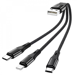 Кабель 3в1 (iPhon/Micro/Type-C) Hoco X47 2.0A 1м чор 777084
