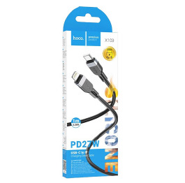 Кабель iPhone (PD) Hoco X109 27W силік чор