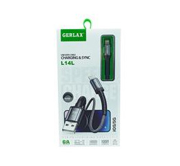 Кабель iPhone Gerlax L14L 6А/OD4.0 ткан чор