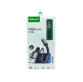 Кабель iPhone Gerlax L14L 6А/OD4.0 ткан чор