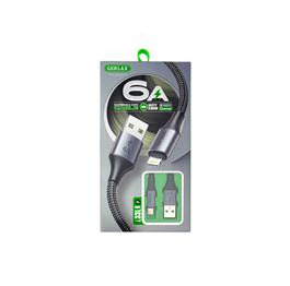 Кабель iPhone Gerlax L33L 6A/QC3.0 ткан чор