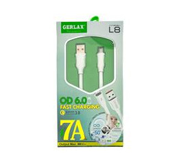 Кабель Micro Gerlax L8 7А/OD6.0/QC3.0 силік біл