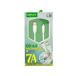 Кабель Micro Gerlax L8 7А/OD6.0/QC3.0 силік біл